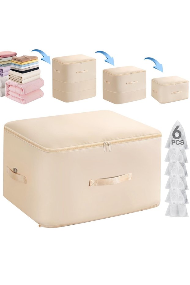 2 Pcs (2-Layer & 3-Layer) Ultra Space-Saving Self-Compression Storage Bags, Foldable Quilt Clothes O
