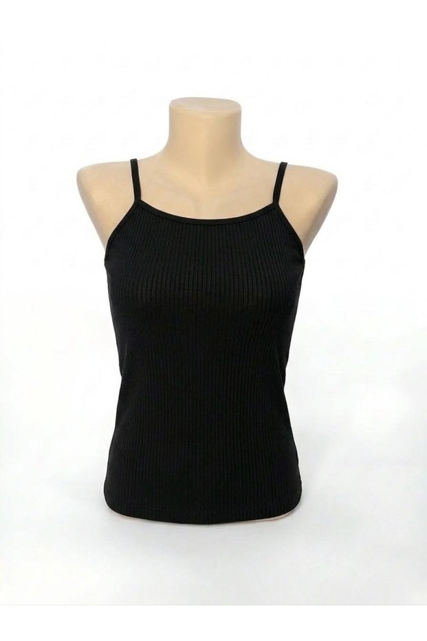 Women's Rib Knit Jersey Corded Fabric Corded Patterned Tank Top