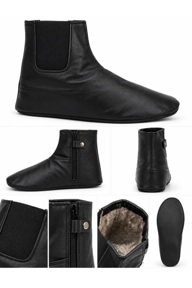 Genuine Sheepskin Socks: Winter Boots with Fur-Lined Insulation, Zipper, and Elastic Band