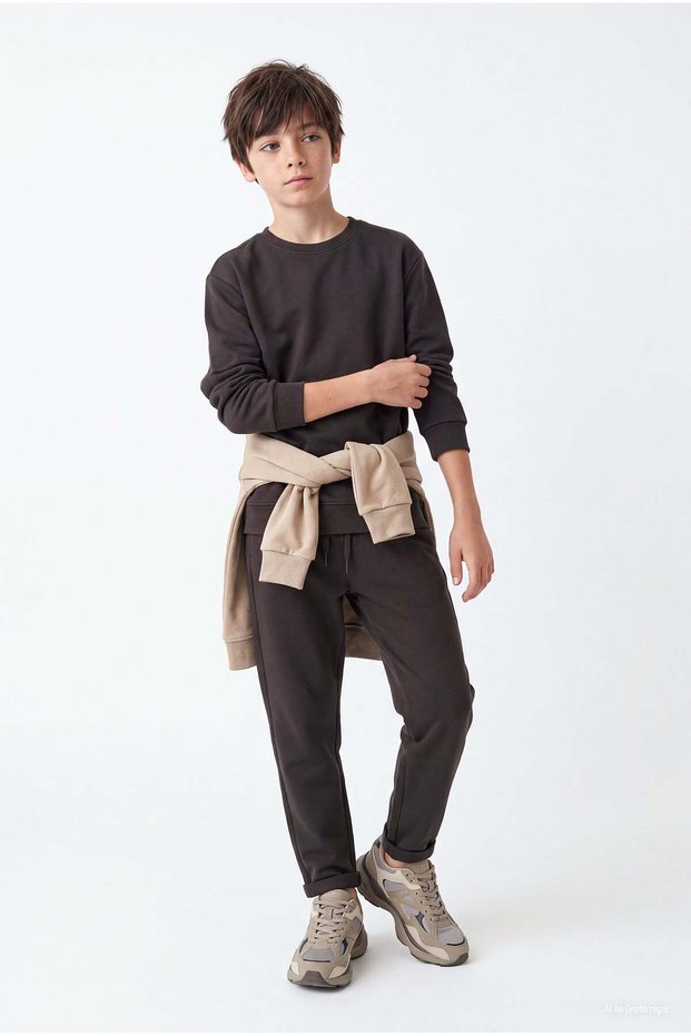 Boys' Elasticated Hem Double-Cuff Sweatpants
