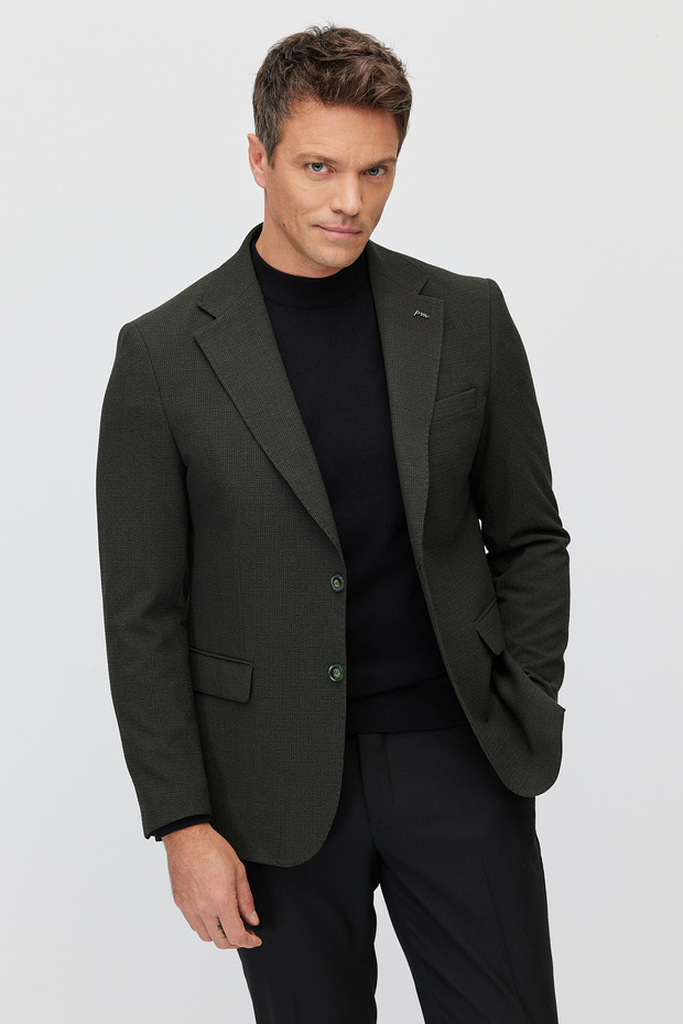 Men's Double-Breasted Textured Blazer