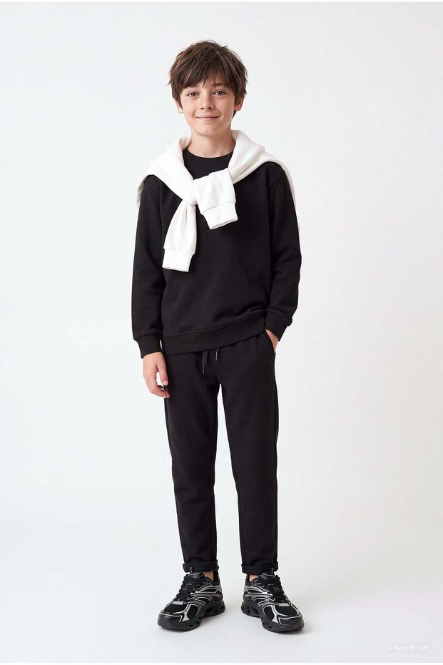 Boys' Elasticated Hem Double-Cuff Sweatpants