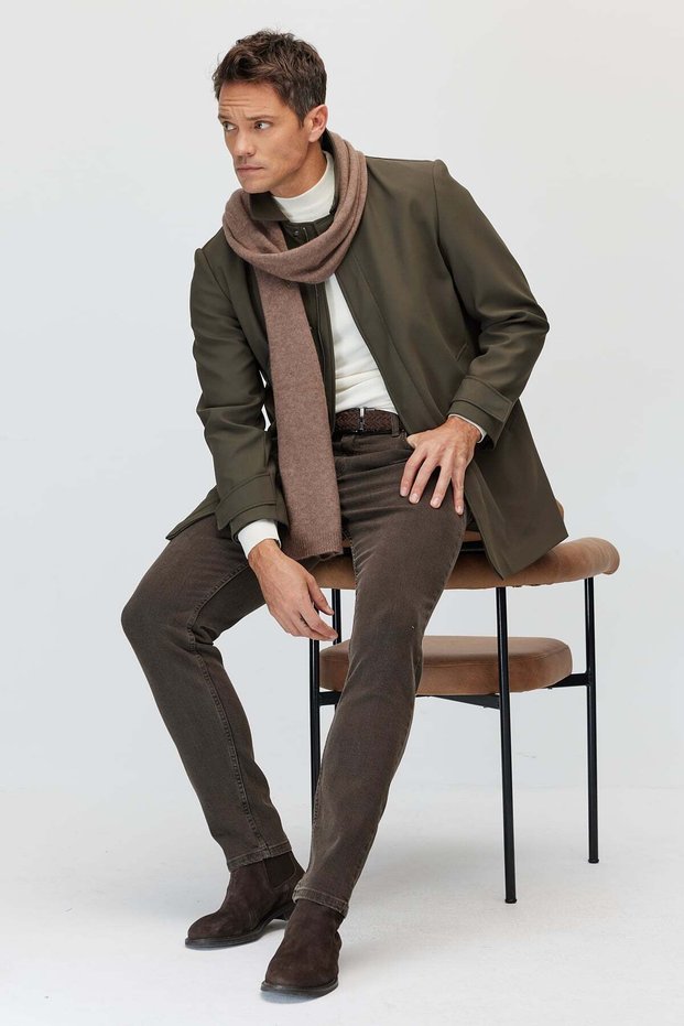 Men's Shirt Collar Straight Cut Seasonal Trench Coat