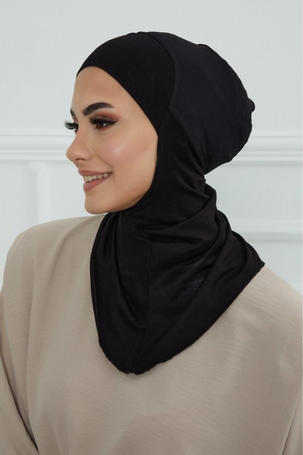 قبعة كاملة تغطي الرقبة والرأس شفافة من الخلف - أسود