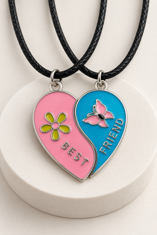 Best Friends Figurine Pair Necklace – Multicolored Pair Necklace