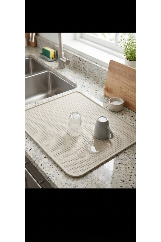 Large Dish Mat, 58 x 38 cm, Silicone Dish-Drying Mat, Dish Rack, Dish Mat