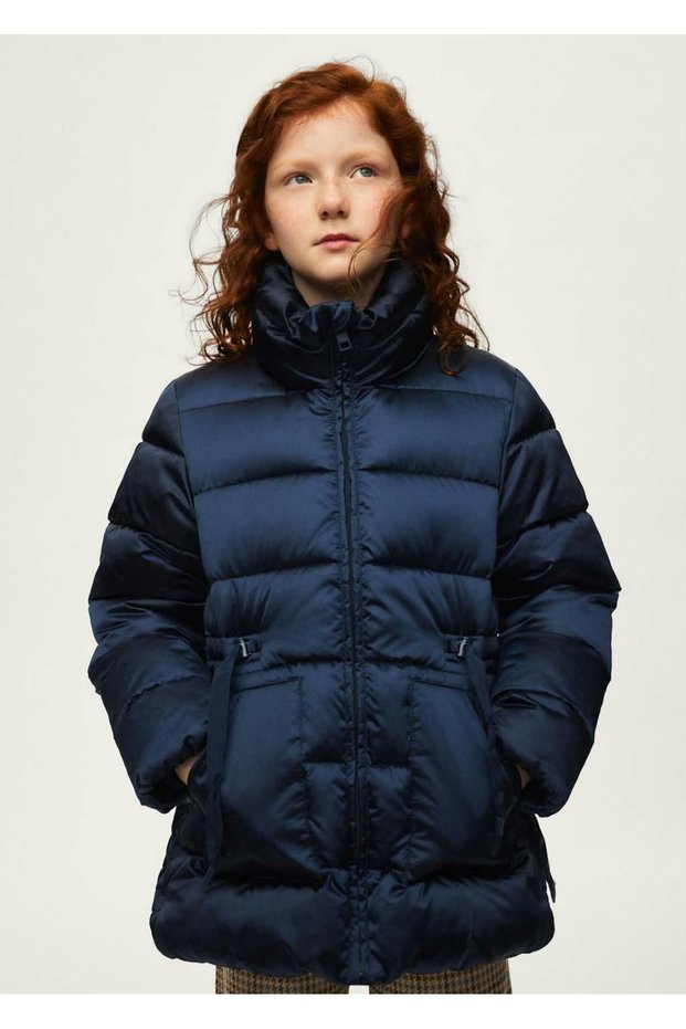 Girls' Mock Neck Padded Puffer Satin Puffer Coat