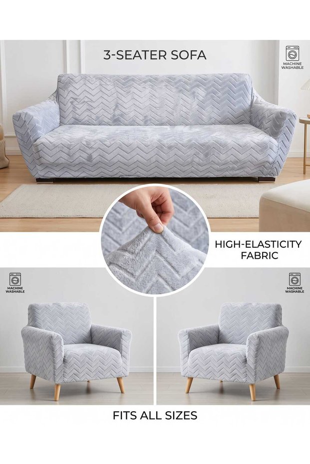 Welsoft Fleece Sofa Cover 3 3 1 1 Sofa Cover—Flexible, Washable, One-Piece Sofa Cover, Soft, Pet-Friendly