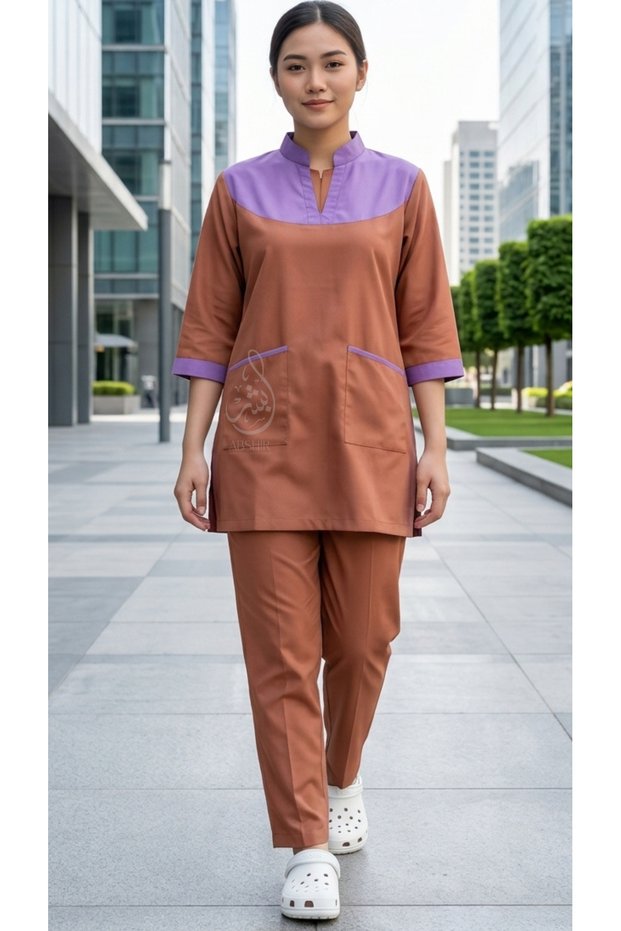 Housemaid Uniform Set/Khadama/Maid Uniform/Baby sitter/3/4 Sleeve Top and Full-Length Trousers COTTON