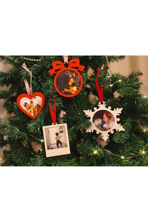 Christmas, New Year's Tree Ornaments, 4 Photo Frames