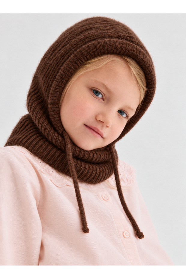Children's Knitwear Knitted Balaclava Beanie Winter Neck Collar Snow Mask Soft Textured Warm Beanie Hat - Children's Beanie