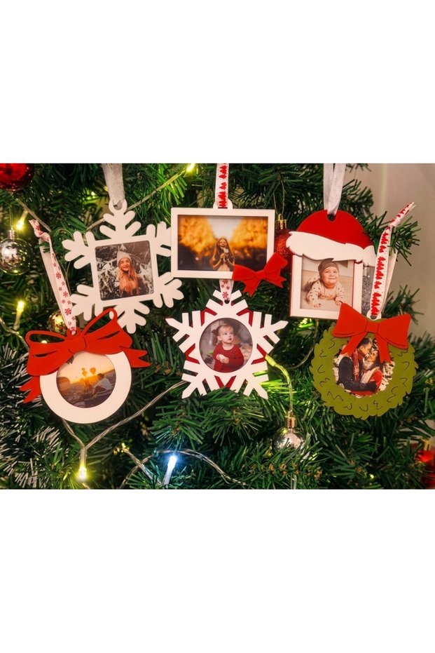 Christmas and New Year's Tree Ornament Photo Frames (Set of 6)