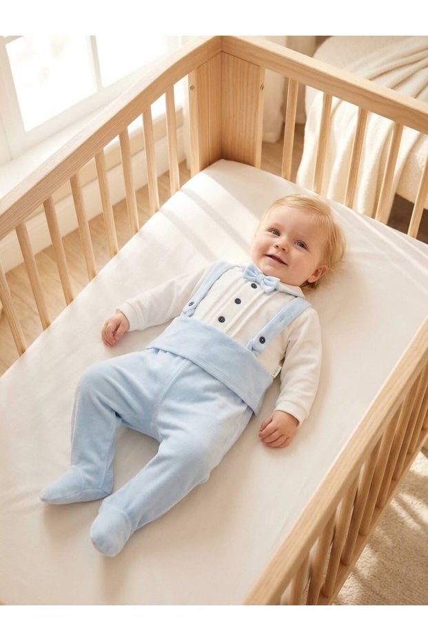 Boys' Velvet Winter Onesie, Soft-Textured, For Leaving the Hospital, Newborn Photo Shoot, Velvet