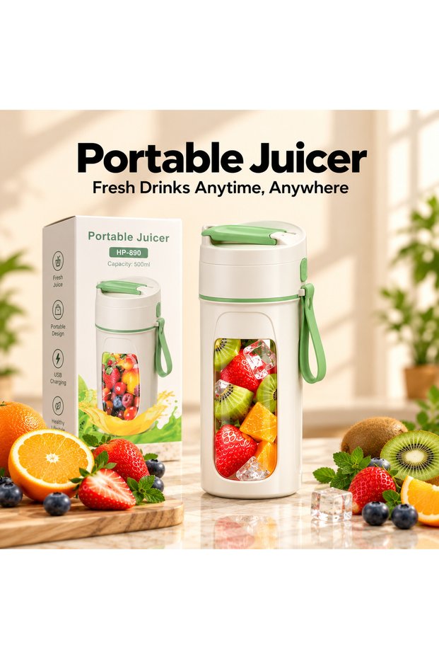 KINGLINE Portable Blender, 500ml USB-C Rechargeable Personal Blender, Mini Smoothie Maker and Milkshake Mixer, One-Touch Operation, Food-Grade Materials, Carry Strap, for Home, Travel and Gym