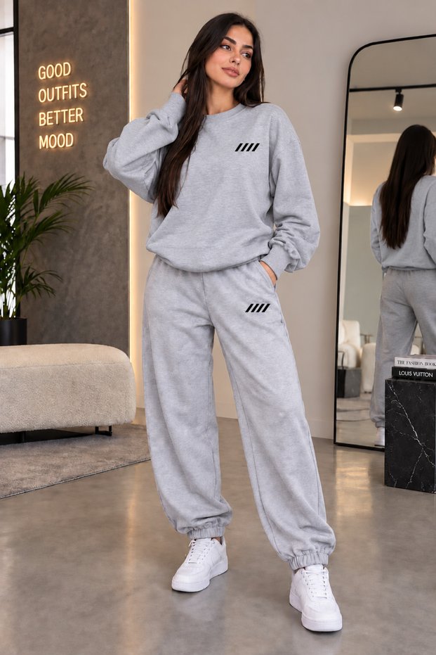 ZERO-NECK BRUSHED INSIDE CHARDON TRACKSUIT, SEASONAL, 4-STRIPE PRINT, WOMEN'S/MEN'S UNISEX STYLE
