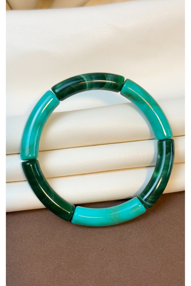 Acrylic Bamboo Boho-Chic Elasticated Colorful Bone Bracelet