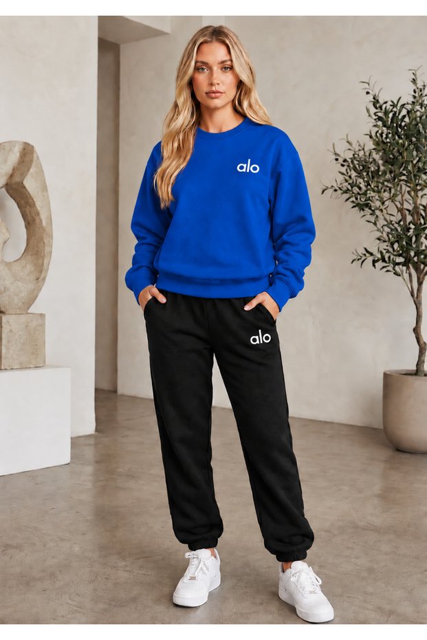 ZERO-NECK BRUSHED INSIDE CHARDON TRACK SUIT, SEASONAL, WITH "ALO" PRINT—WOMEN'S / MEN'S UNISEX STYLE