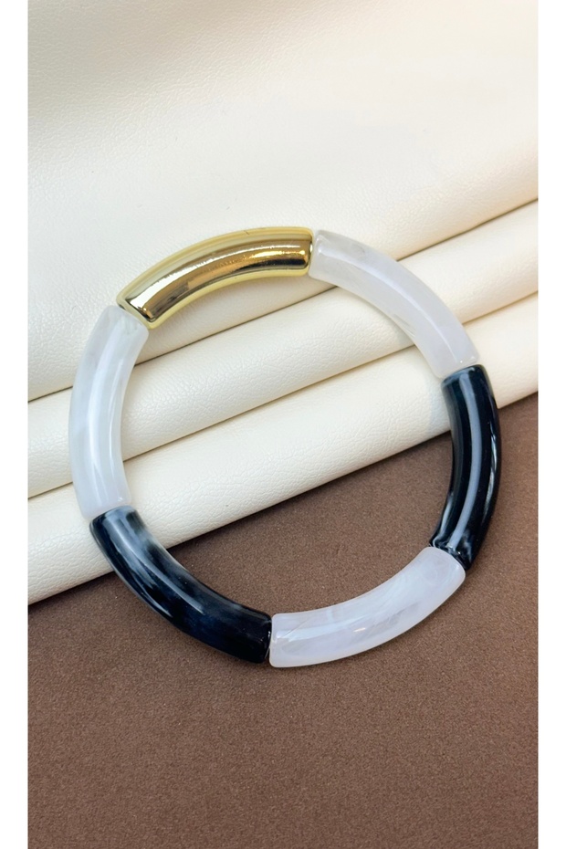 Acrylic Bamboo Boho-Chic Elasticated Colorful Bone Bracelet