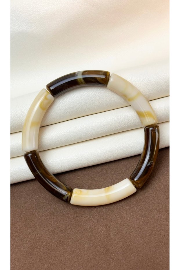Acrylic Bamboo Boho-Chic Elasticated Colorful Bone Bracelet