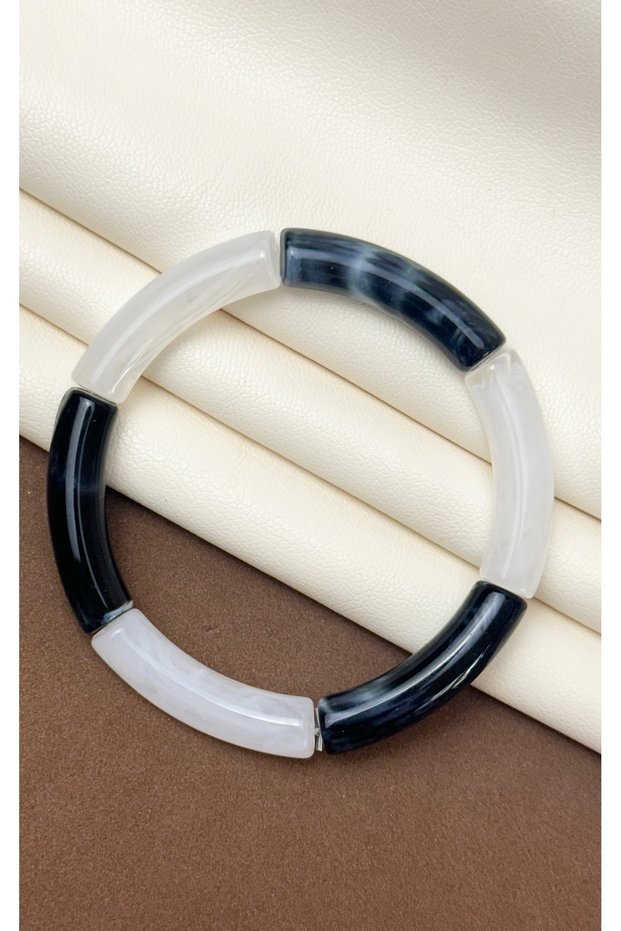 Acrylic Bamboo Boho-Chic Elasticated Colorful Bone Bracelet