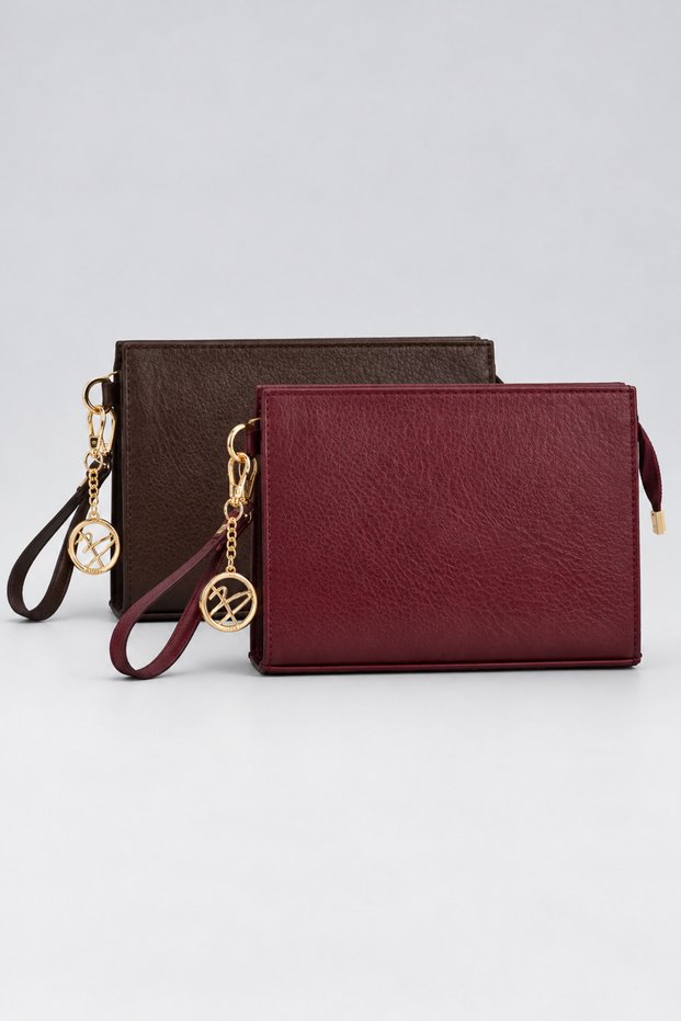 Portfolio 2 Li Clutch Bag - AcıKahve - Burgundy