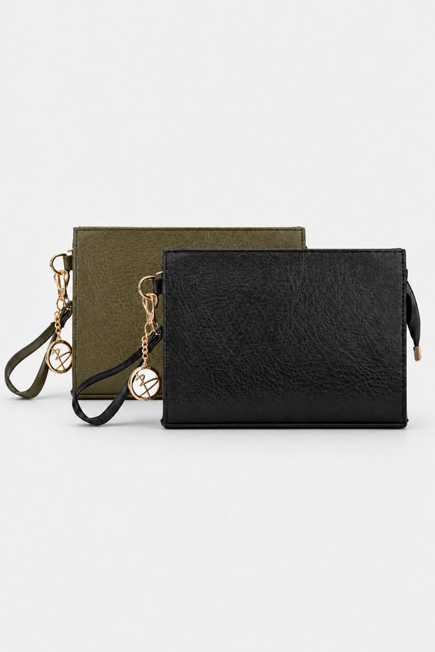 Portfolio 2 Li Clutch Bag - Black - Khaki
