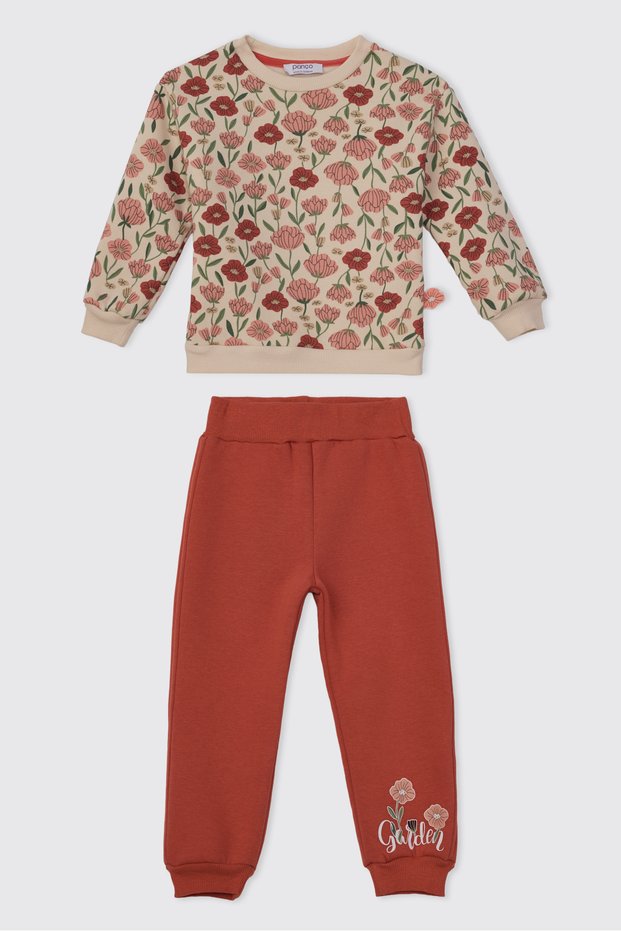 Coral 2-Piece Brushed Inside Top and Bottom Set for Baby Girls/Children