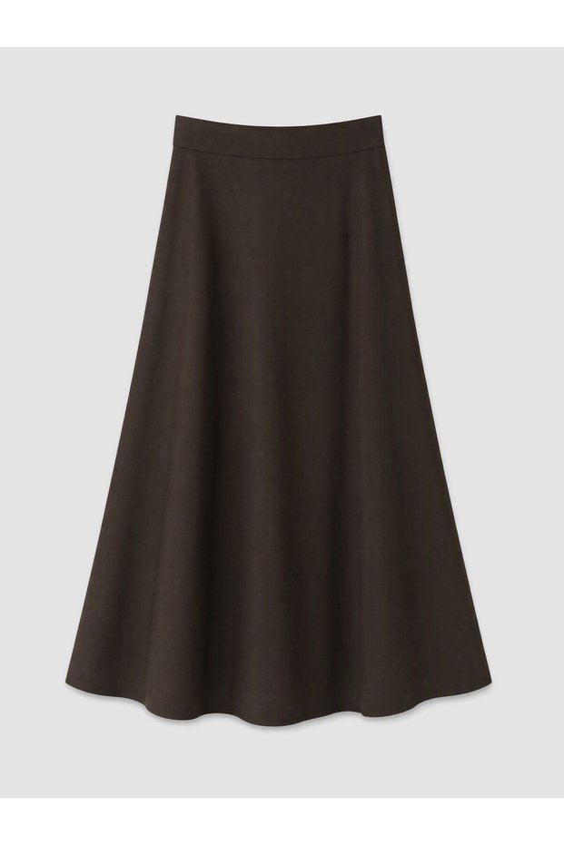 Peak New Season Brown Flared Skirt with Zipper at the Waist