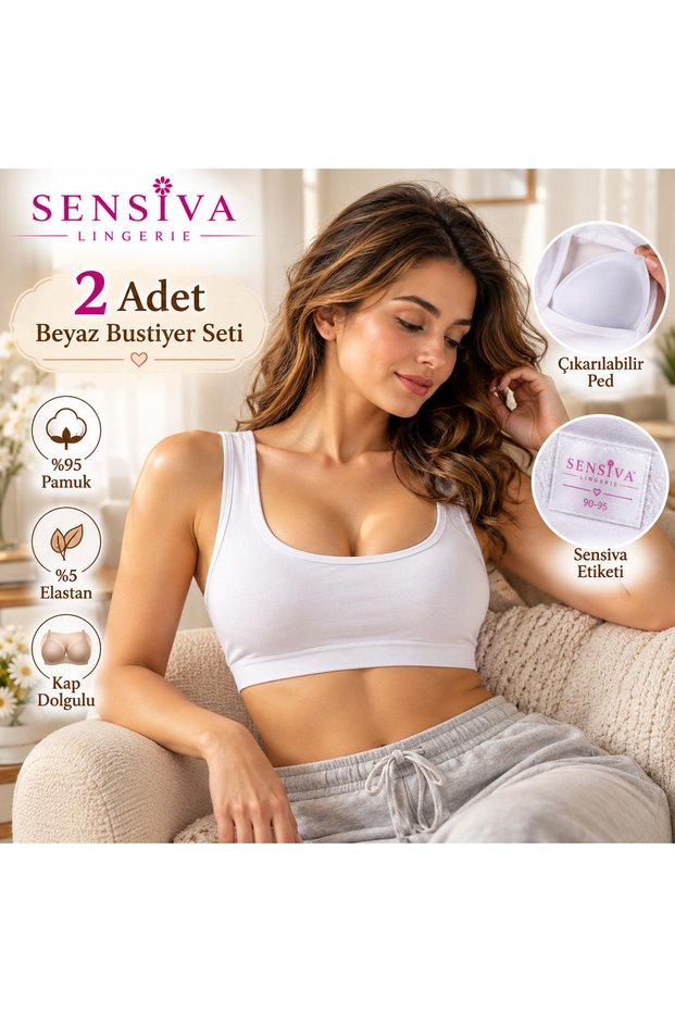 2-Pack of Thick, Straight-Strap Cotton Bralettes—Wire-Free and Comfortable