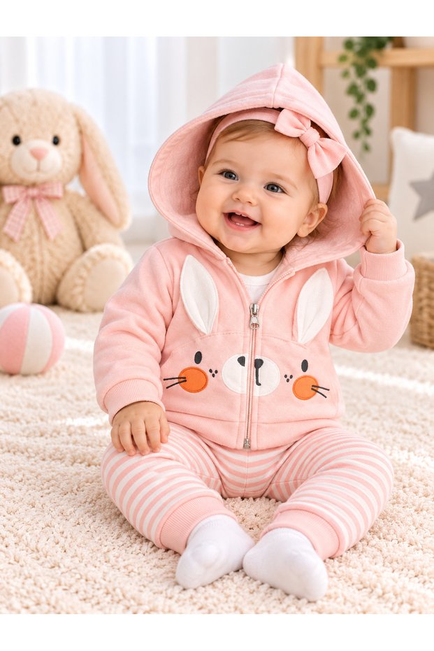 Pink Bunny Girl Baby Set
