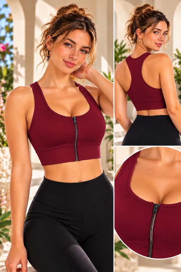 Women's Cotton Daily Bustier with Fixed Pads, Front Zippered Design, Wide-Strap Fit, and Comfortable Bra