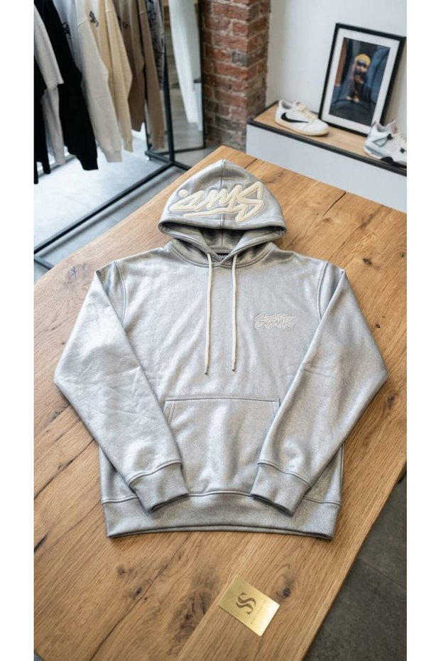 Unisex Oversized Hooded Printed Three-Ply Sweatshirt - Street Style