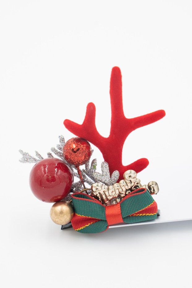 Girls Hair Clip Antlers Ears Christmas -4 pairs