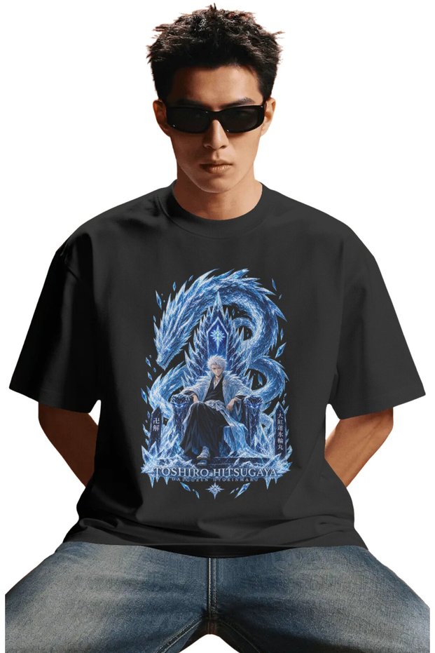 Unisex Oversized Tōshirō Hitsugaya "Bleach" Anime Character Pre-Printed Premium T-Shirt