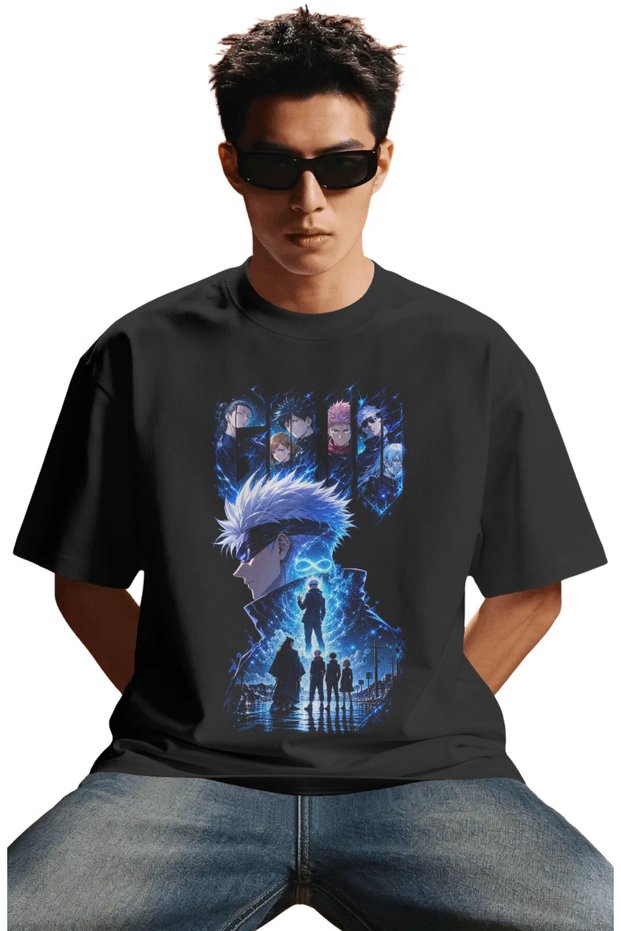 Unisex Oversized Satoru Gojo Jujutsu Kaisen Anime Character Pre-Printed Premium T-Shirt