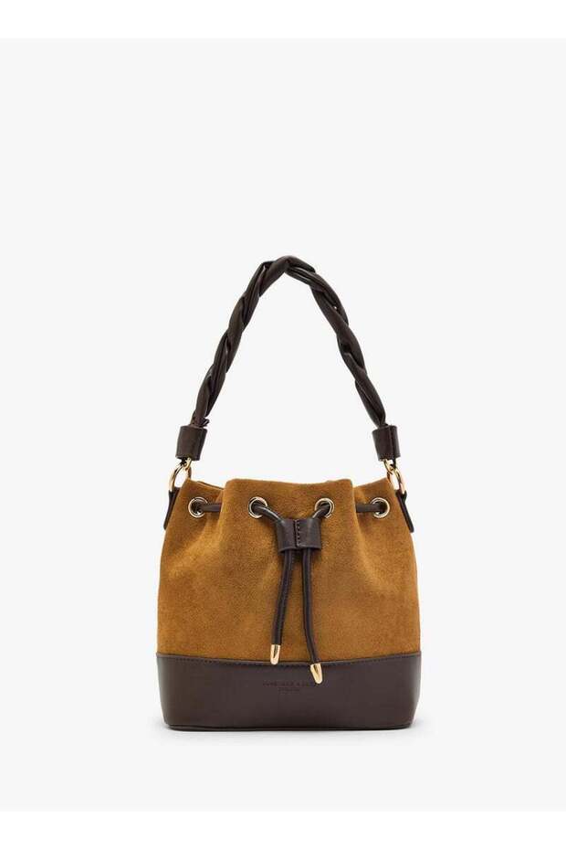 Suede Bucket Bag With Knot Handle