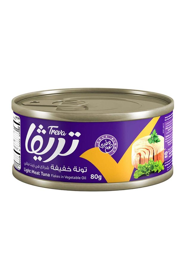 تونة خفيفة في زيت نباتي، 80 جرامًا.