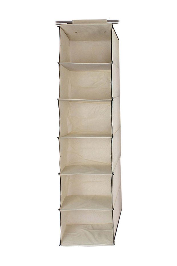 6-Shelf Hanging Closet Organizer Beige