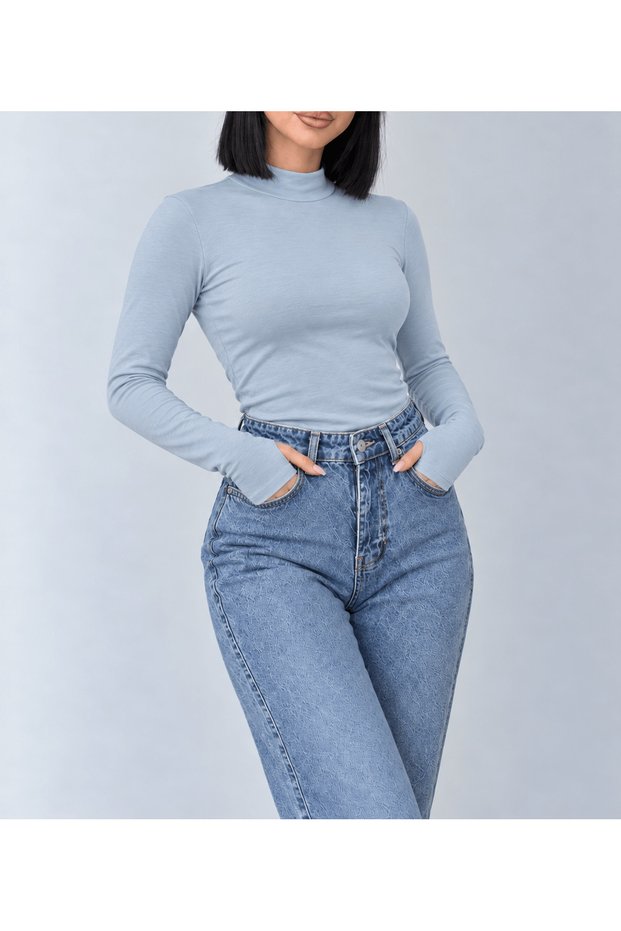 Half-Fingered Fisherman-Style Bodysuit - LD - baby blue (Pre-Order)