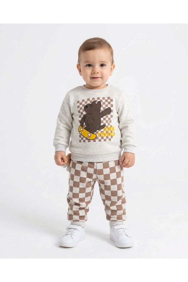 Boys' Checkered Pants, Ages 1-2-3-4, Winter, 3-Ply, Brushed Inside, 2-Piece Top and Bottom Set