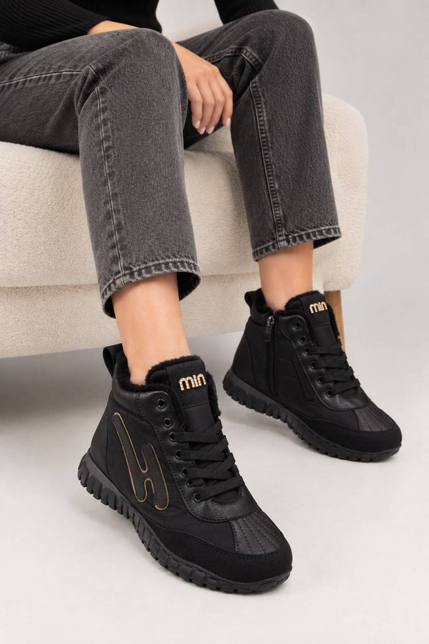 Women's Sneakers Boots with Fur-Lined Hidden Heels