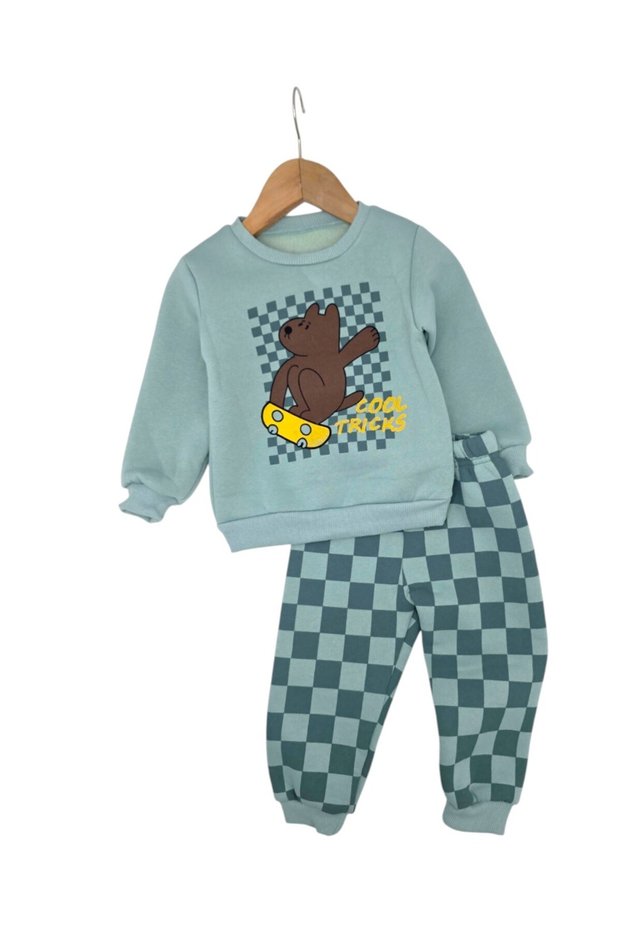Boys' Checkered Pants, Ages 1-2-3-4, Winter, 3-Ply, Brushed Inside, 2-Piece Top and Bottom Set