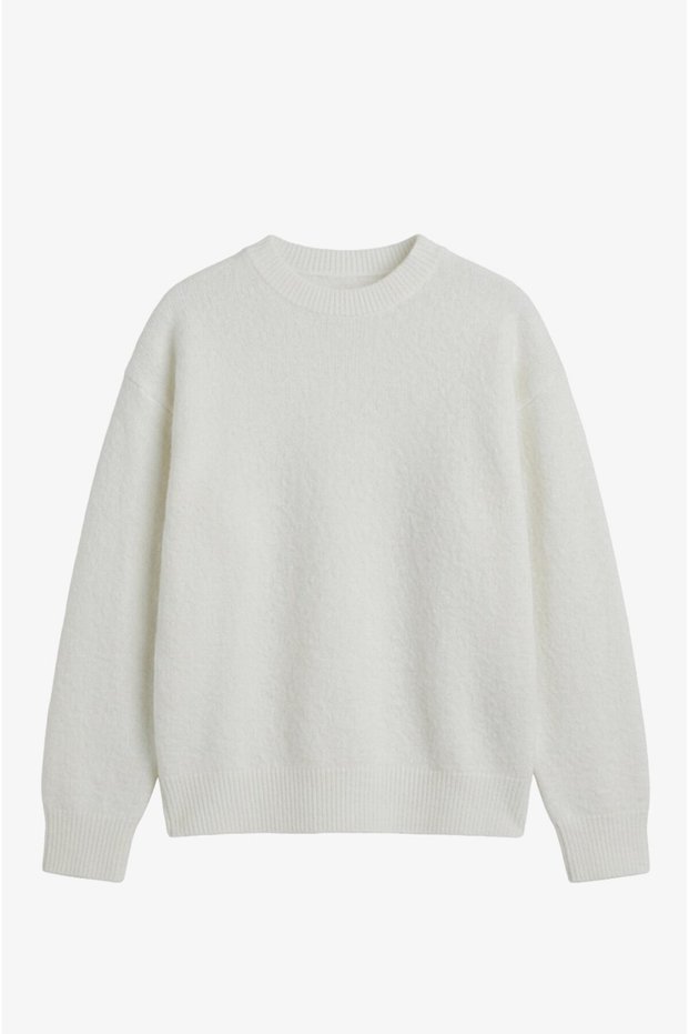 Cream-Colored Nara Crew Neck Soft Sweater