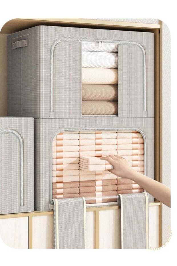 DUNISO 2 Pack Wardrobe Clothes Organizer,Foldable Clothing Storage Boxes,Stackable Drawer