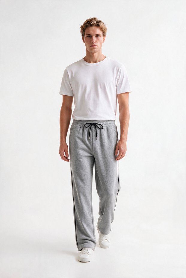 Men's Side-Piped Baggy Sweatpants Comfortable Fit