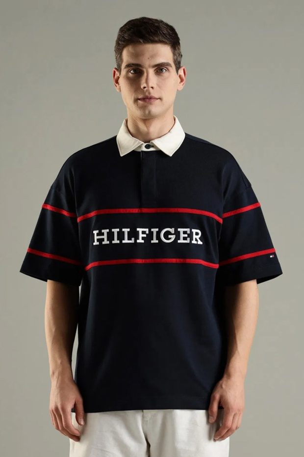 Mens Embroidered Logo Regular Fit Black Cotton Polo T-Shirt