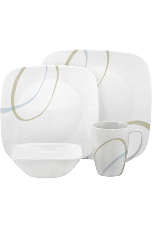Vitrelle Glass Sand and Sky Dinnerware Set - 16 Pieces