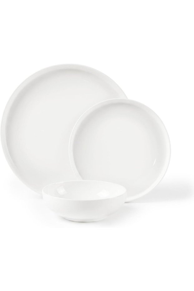 JUDY 18PCS Bone China Dinner Set – Premium White Plates & Bowls