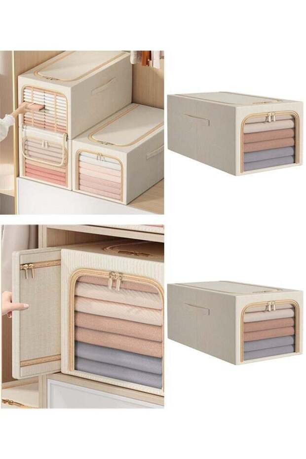 DUNISO 2 PCS oversized foldable clothing storage organizer boxes with transparent windows