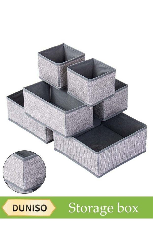 DUNISO 6 Pcs Clothes Storage Box Set,Foldable Wardrobe Organizer